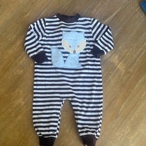 Bailey Boys Striped Fox Appliqué Kids One Piece
